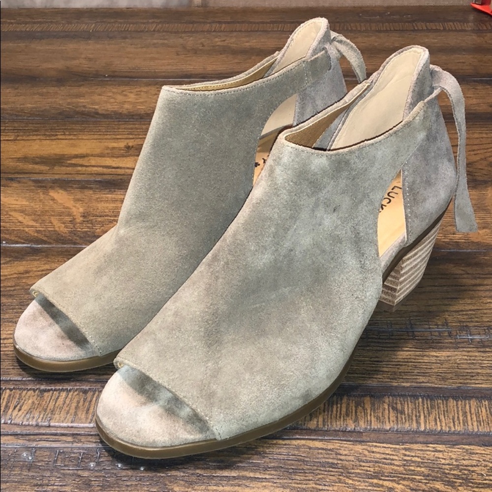 Lucky Brand Betsee Suede Peep Toe Booties